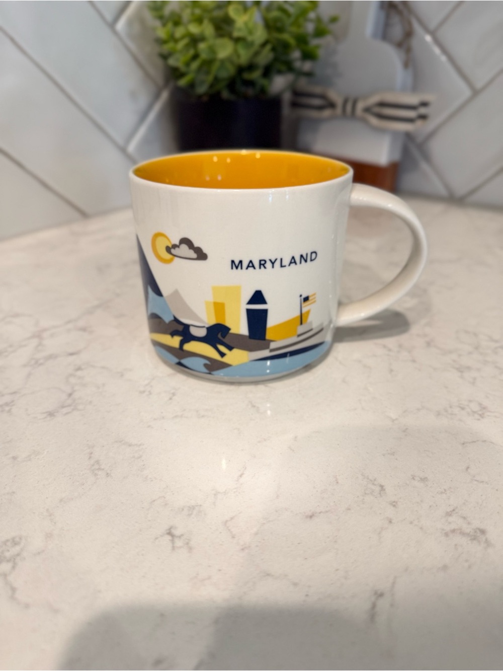 Starbucks Maryland Skyline Mug - Yellow Interior